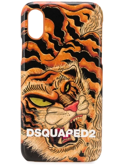 Dsquared2 Tiger Print Iphone X Case In Orange ,black