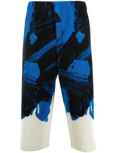 Issey Miyake Graphic Print Pleated Trousers In Blue