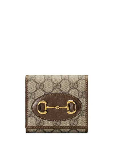 Gucci 1955 Horsebit Medium Wallet In Neutrals