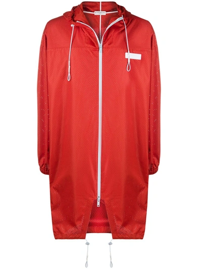Givenchy Oversized Perforated Hooded Parka In Red