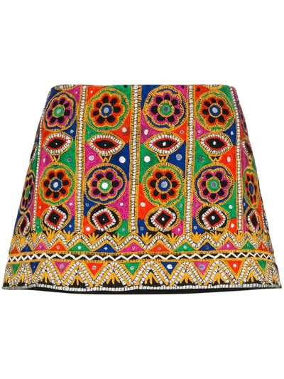 Ashish Mirror-embroidered Mini Skirt In Pink