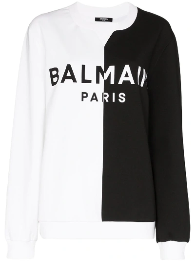 Balmain Split Design Logo Sweatshirt In Black