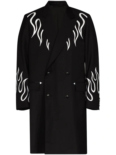 Iroquois Flame Double-breasted Coat In Black
