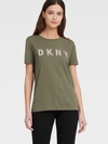 Donna Karan Women's Glitter Logo T-shirt In Military