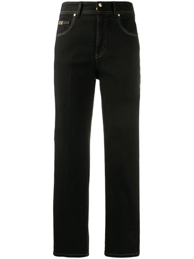 Versace Jeans Couture High Rise Straight-leg Jeans In Black