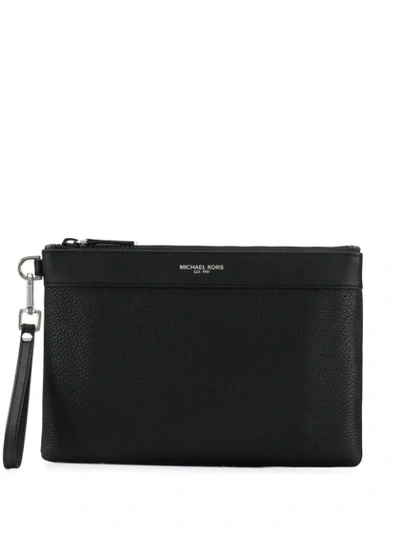 Michael Kors Logo Printed Clutch Bag In Black