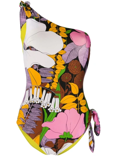 La Doublej Big Flowe-print One-shoulder Swimsuit In Big Flower