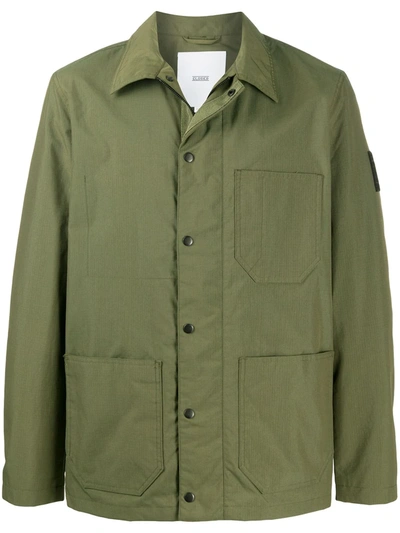 Closed Multi-pocket Shirt Jacket In Green