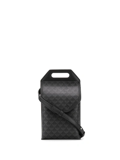 Emporio Armani All-over Logo Print Crossbody Bag In Black
