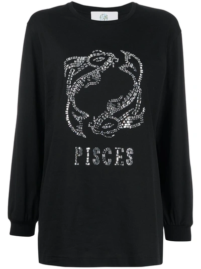 Alberta Ferretti Long-sleeve Pisces T-shirt In Black