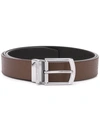 Michael Kors Colorblock Crossgrain Leather 34mm Ctfr Dress Belt In Mocha Black