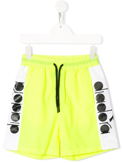 Diadora Junior Kids' Panelled Track Shorts In Yellow