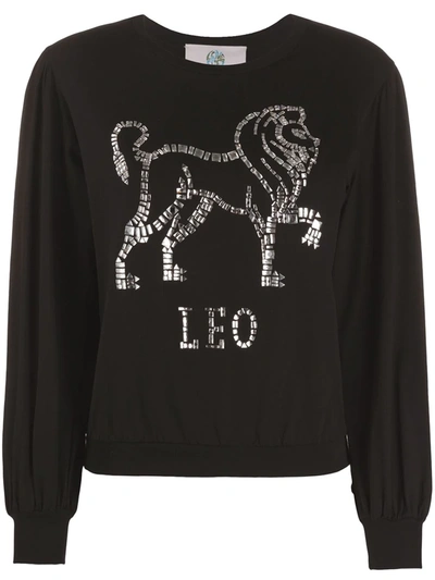 Alberta Ferretti Long-sleeve Leo T-shirt In Black