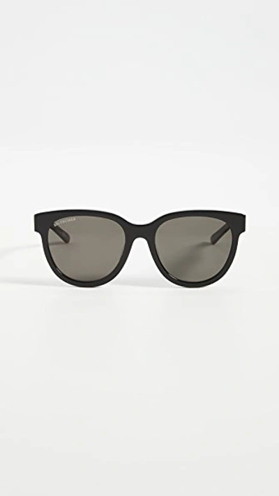 Balenciaga Block Cateye Acetate Sunglasses In Black/black/grey
