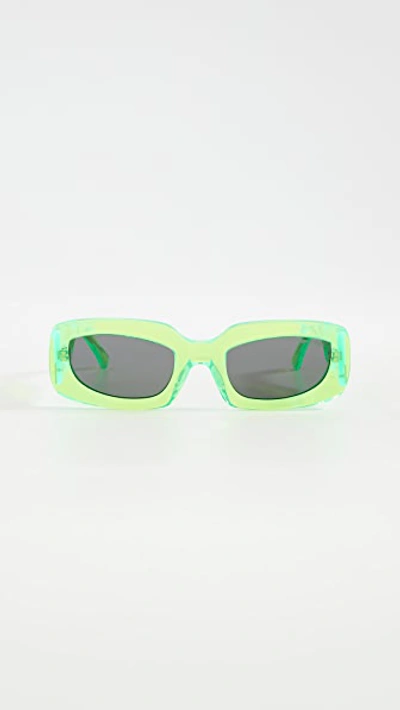 Poppy Lissiman Stevie Sunglasses In Transparent Neon Green