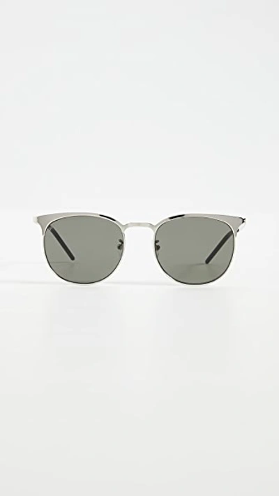 Saint Laurent Sl350 Slim Sunglasses In Silver/silver/grey