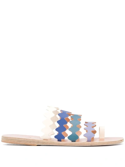 Ancient Greek Sandals X Le Sirenuse Positano Niki Leather Sandals In Blue