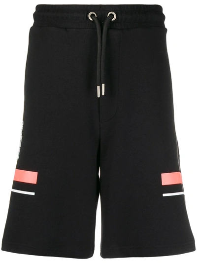 Les Hommes Urban Printed Stripe Shorts In Black