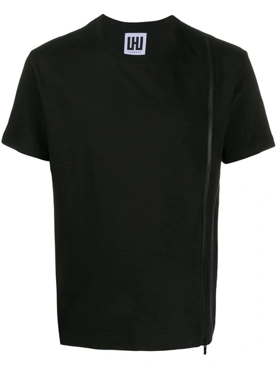 Les Hommes Urban Zip Detail T-shirt In Black