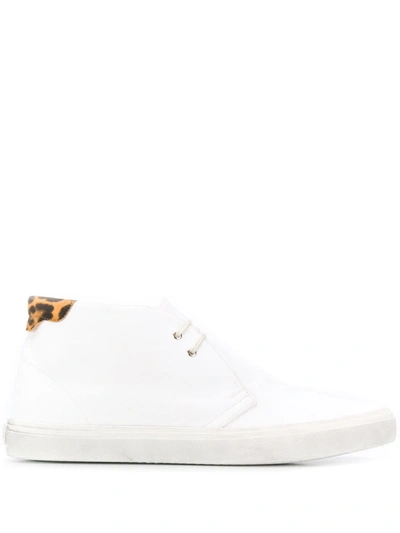 Saint Laurent Ace White And Leopard Print Sneakers