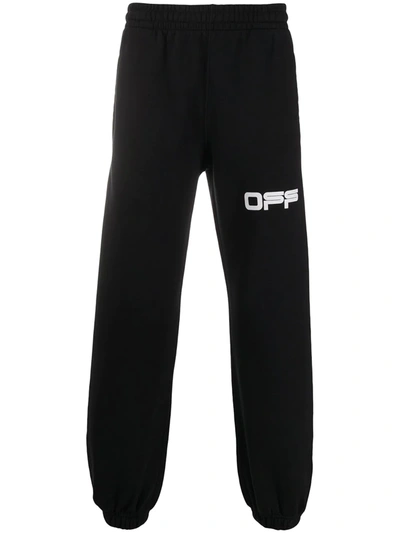 Off-white Airport Tape Print Slim Track Pants In Black