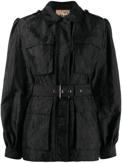 Pinko Belted Shirt Jacket In Black