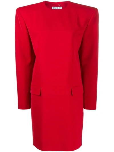 Balenciaga Campaign Structured-shoulder Dress In Red