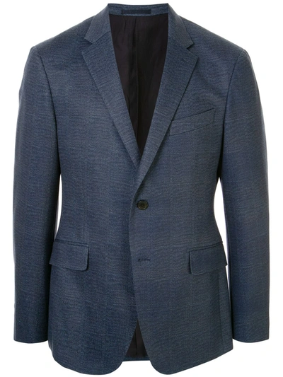 Kent & Curwen Check Twill Blazer In Blue