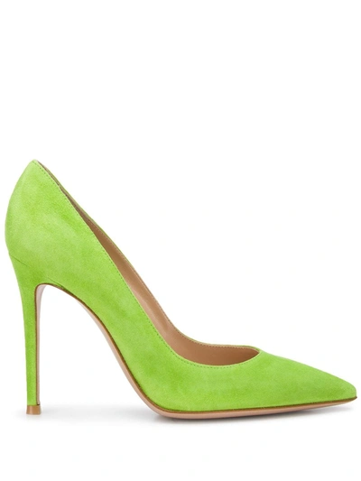 Gianvito Rossi Textured Pointed Toe Pumps In Green