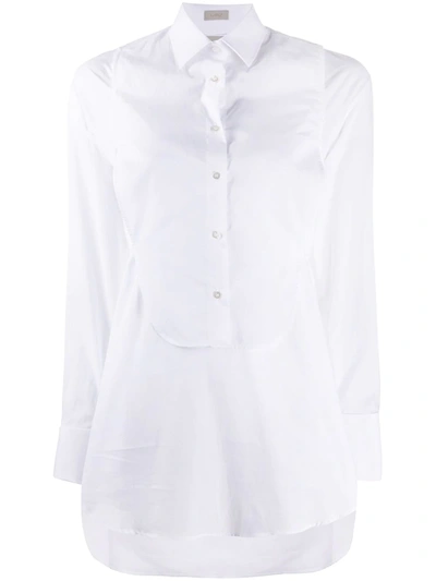 Mrz Detachable Bib Longline Shirt In White