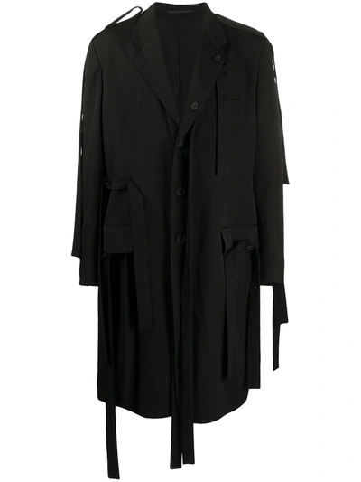 Yohji Yamamoto Hanging Strap Single-breasted Coat In Black