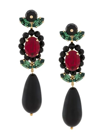 Simone Rocha Crystal Embellished Drop Earrings In Black