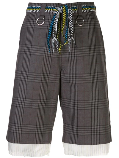 R13 Checked Print Shorts In Grey