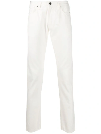 Emporio Armani Logo Plaque Straight-leg Jeans In White