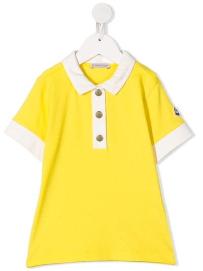 Moncler Kids' Colour Block Polo Shirt In Yellow