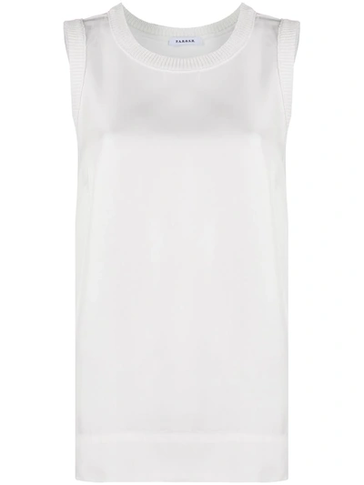 P.a.r.o.s.h Ribbed-trimmed Satin Top In White