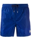 Moncler Logo Patch Swim Shorts In Blue