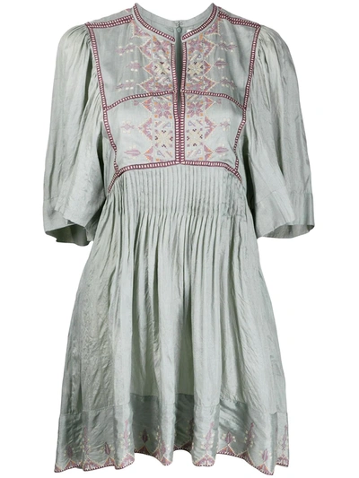 Isabel Marant Étoile Geometric Embroidered Short Dress In Grey