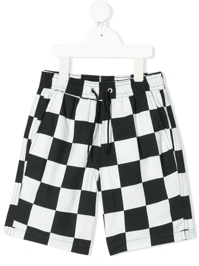 Wolf & Rita Kids' Checkered Print Swim Shorts In Black