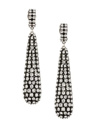 Saint Laurent Crystal-embellished Drop Earrings In Silver
