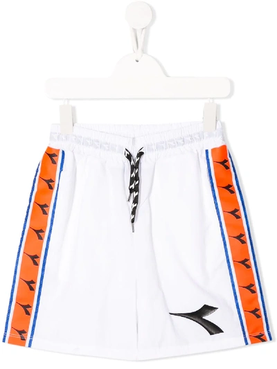 Diadora Junior Teen Logo Stripe Track Shorts In White