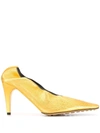 Bottega Veneta Squared-toe High Heel Pumps In Gold