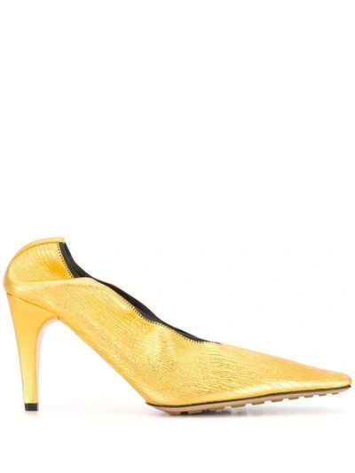 Bottega Veneta Squared-toe High Heel Pumps In Gold