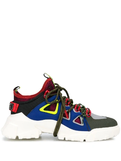 Mcq By Alexander Mcqueen Orbyt Mid Trainers 3 Neon Colours In Blue