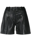 Arma High Rise Leather Shorts In Black