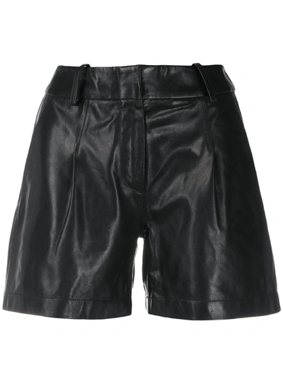 Arma High Rise Leather Shorts In Black