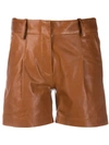 Arma High Rise Leather Shorts In Pecan