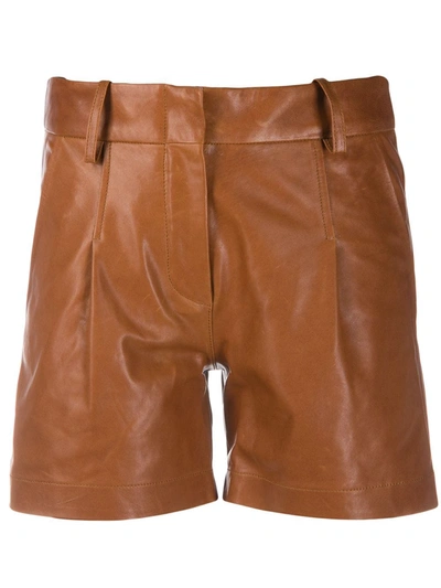 Arma High Rise Leather Shorts In Pecan