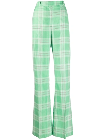 Essentiel Antwerp Visarro Wide Long Leg Checked Trousers In Royal Bordeaux