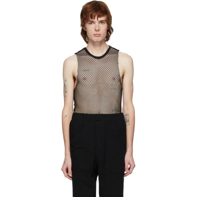 Ann Demeulemeester Short Tech Net Tank Top In Black